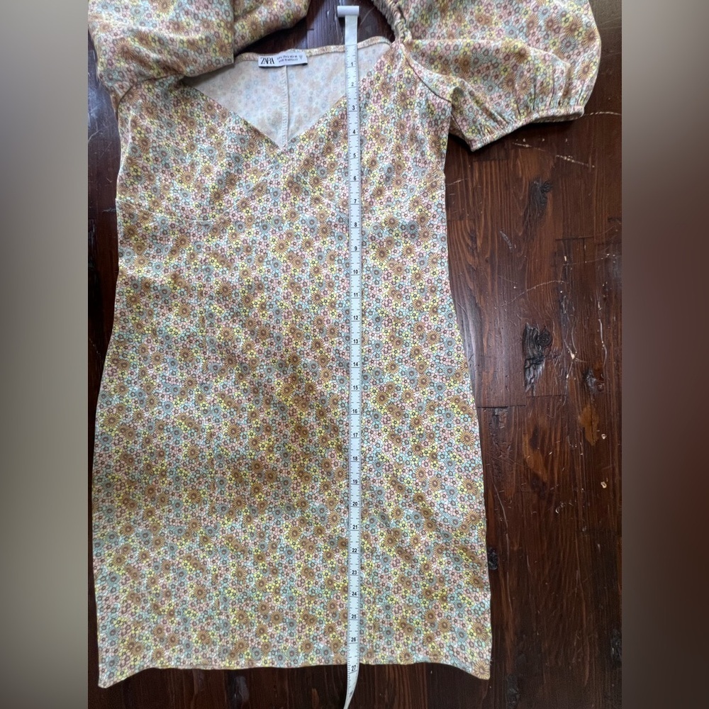 ZARA Satin Effect Floral Dress Pristine condition Size Large - Picture 11 of 11
